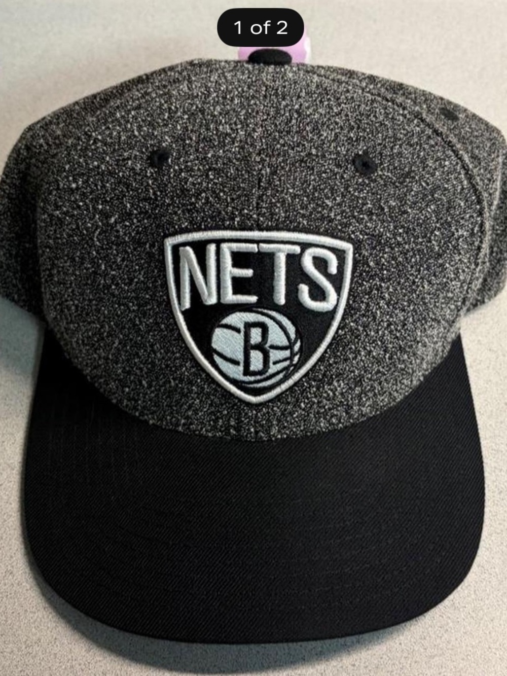 Mitchell & Ness Brooklyn Nets Heather Gray and Black Snapback